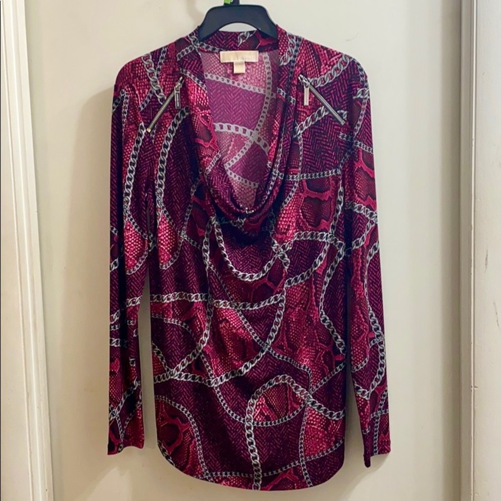 Michael Kors Snakeskin and chain drop neck tunic